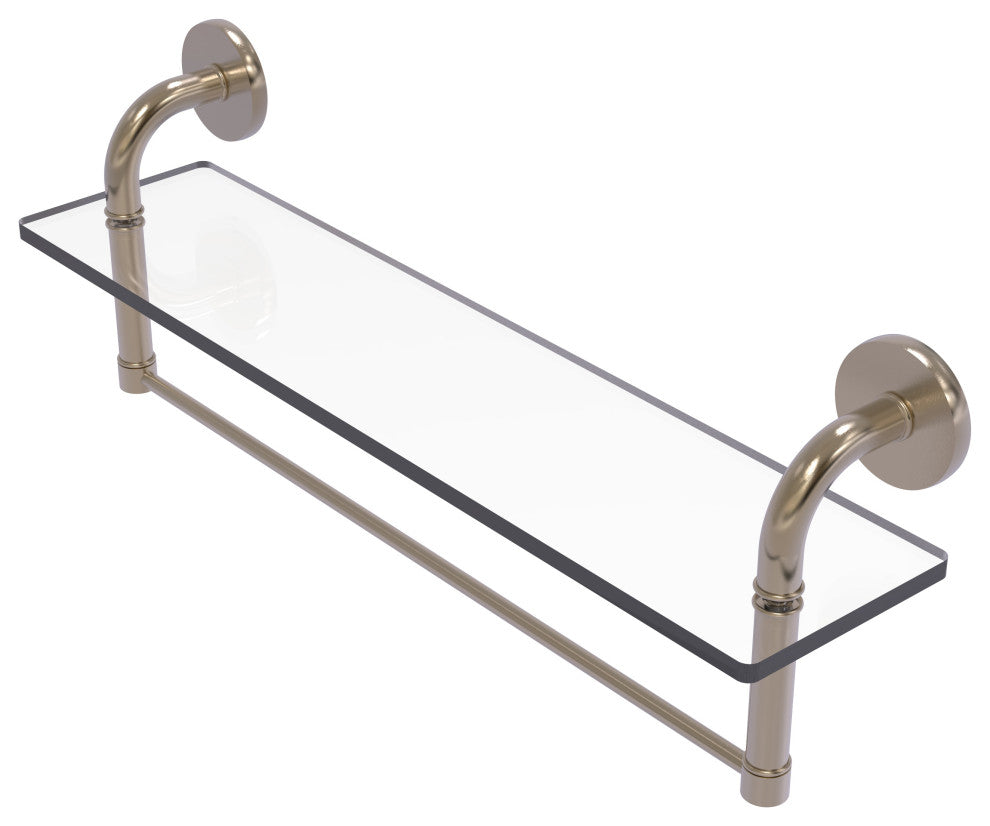 Remi 22" Glass Vanity Shelf with Towel Bar, Antique Pewter