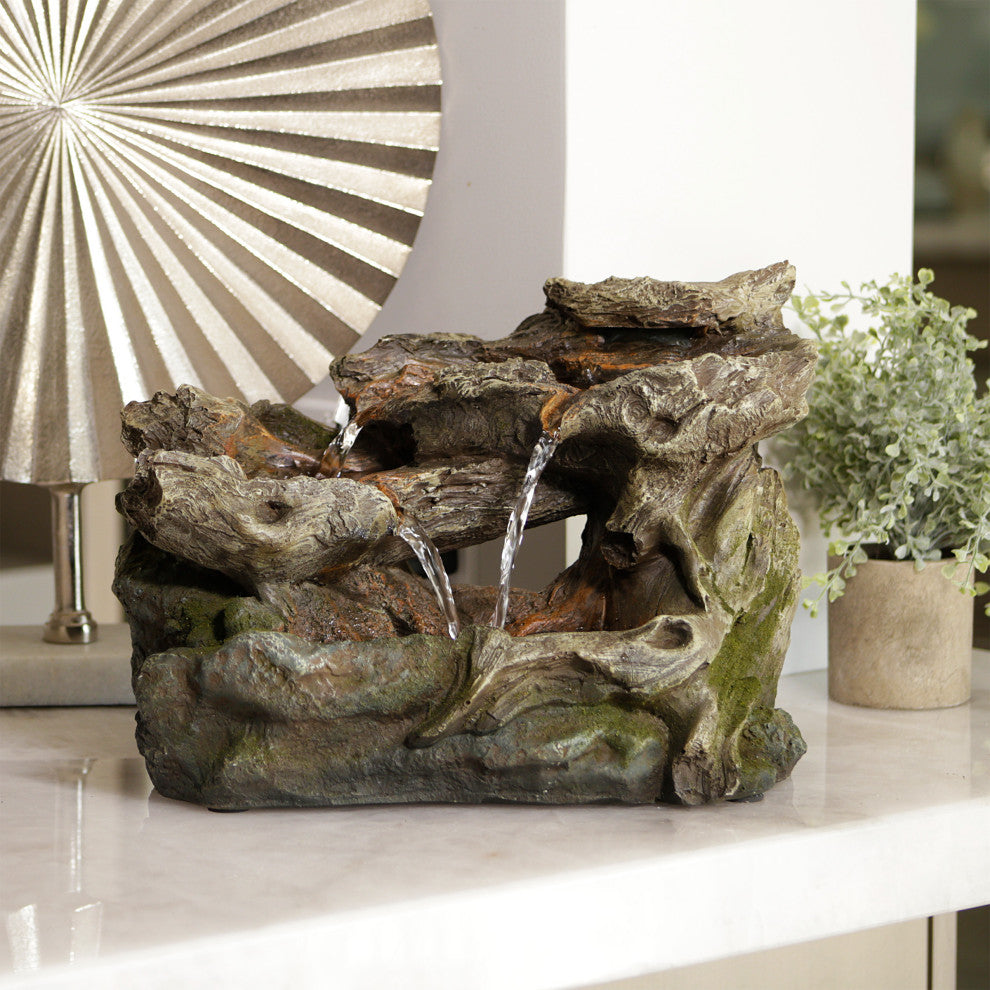 Alpine 3 Tier Rainforest Tabletop Fountain With LED Lights, 10"