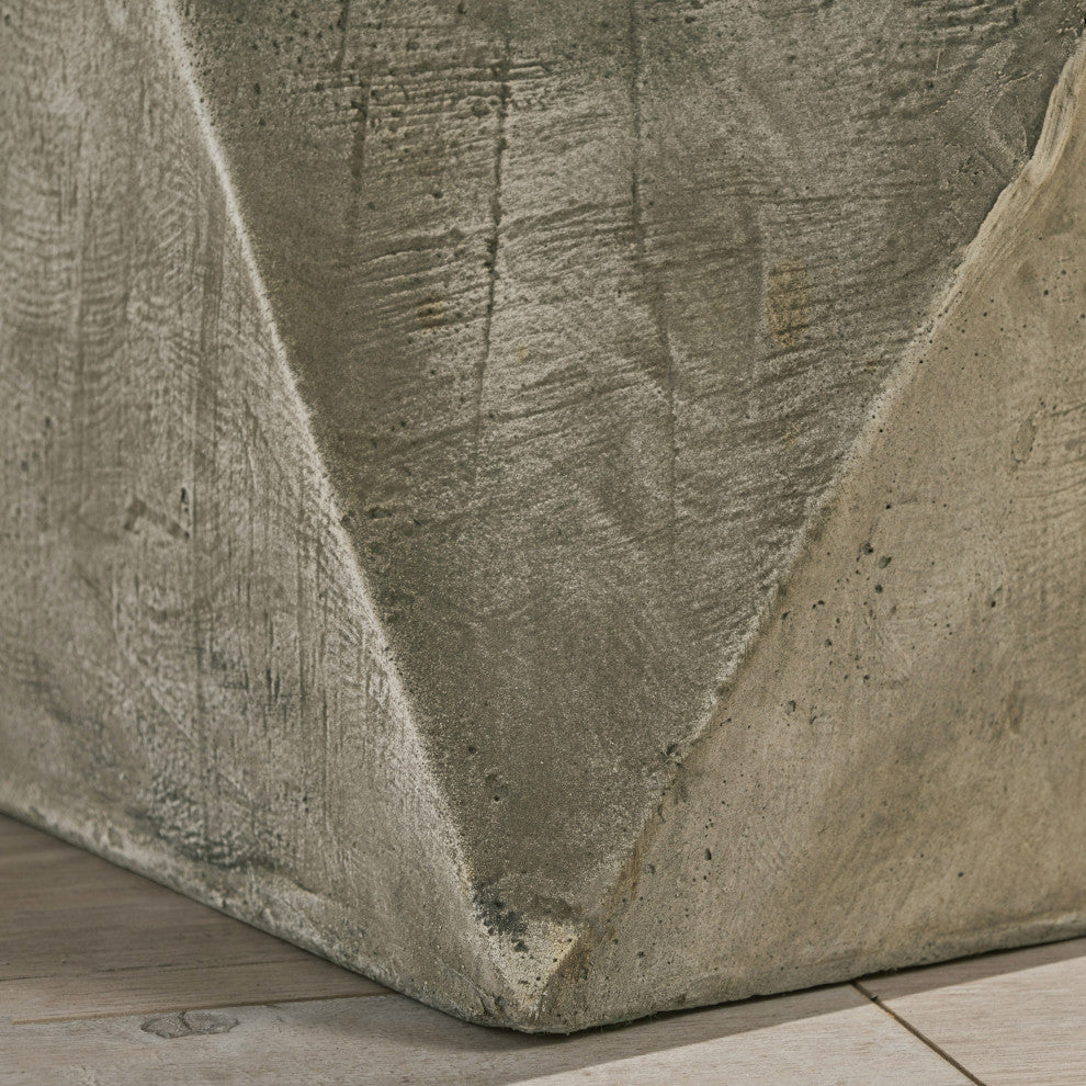 Savannah Outdoor Lightweight Concrete Accent Table, Light Gray