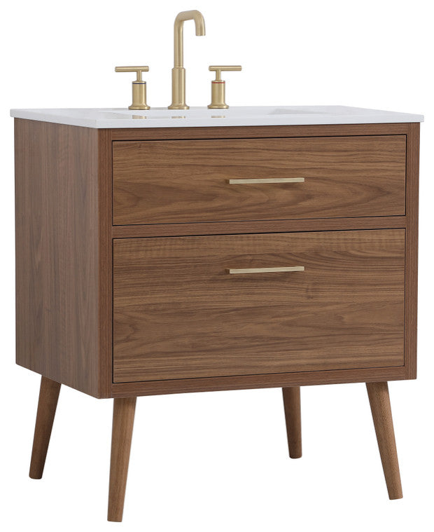 Home Living Walnut Brown 30" Bathroom Vanity