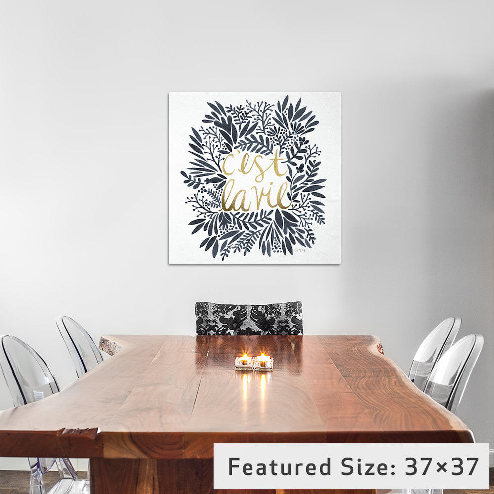 "C'est La Vie Grey Artprint" by Cat Coquillette, 26x26x1.5