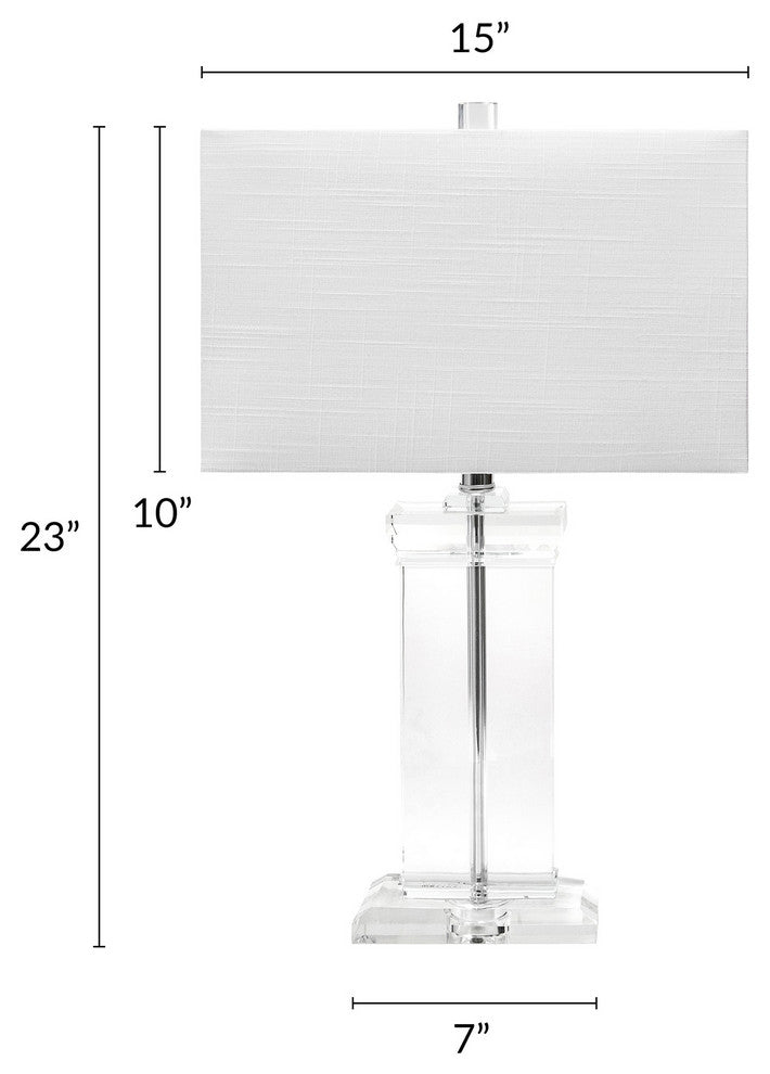 Nuloom 25" Helena Crystal Ionic Column Cotton Shade Clear Table Lamp