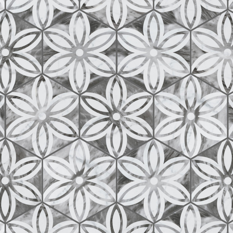 Classico Bardiglio Hexagon Lily Porcelain Floor and Wall Tile
