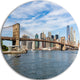 Summer Day Brooklyn Bridge, Cityscape Round Metal Wall Art, 23"