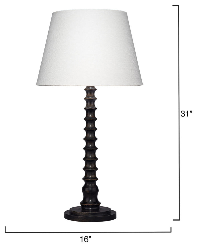 Revolution Wood Table Lamp With Linen Shade, Black