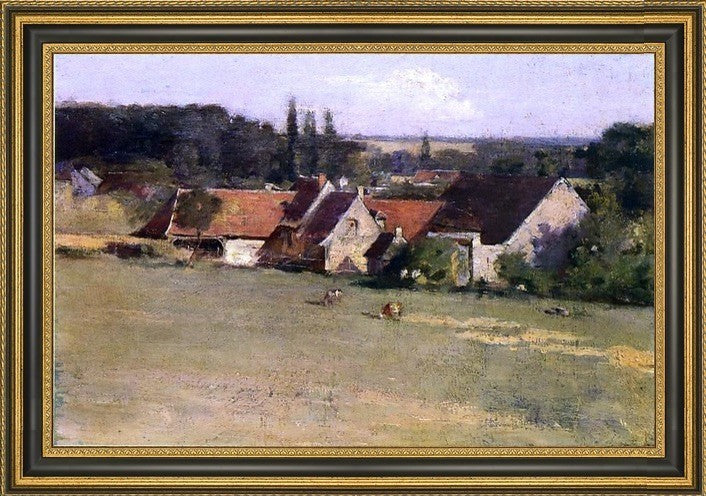 Theodore Robinson Farmhouse at Grez Framed Premium Canvas Print, 16"x24"
