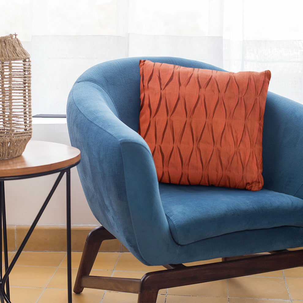 Plutus Red Tucked Solid Color Luxury Throw Pillow, 26"x26"