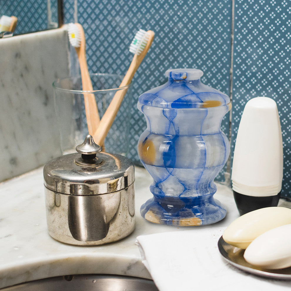 Plaid Blue Jar With Lid