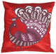 Pillow Decor - Proud Peacock Red Throw Pillow