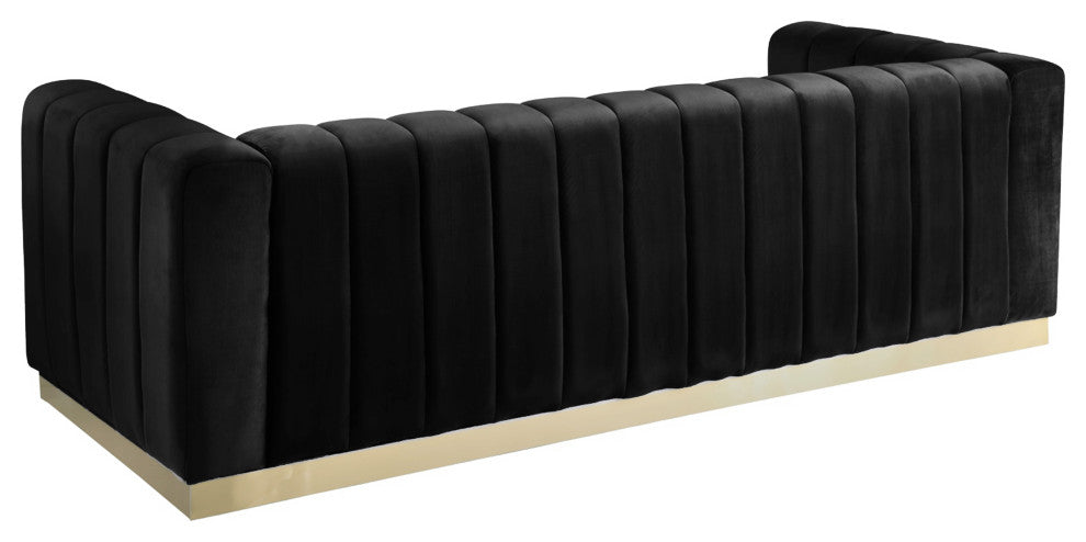 Marlon Velvet Upholstered Sofa, Black