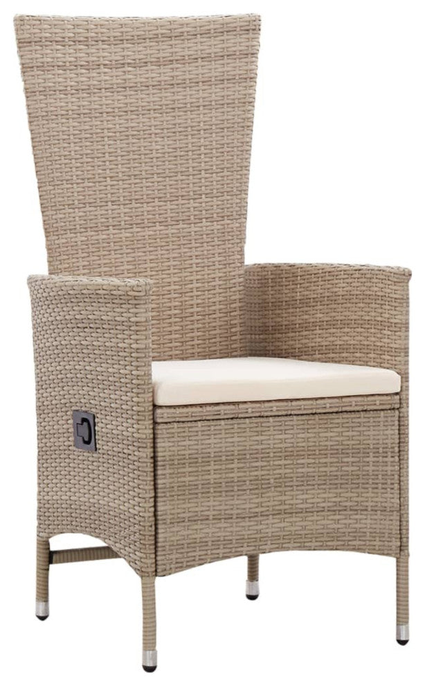 Vidaxl Outdoor Chairs, Set of 2, With Cushions Poly Rattan Beige