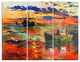 "Colorful Fishing Ships" Metal Wall Art, 3 Panels, 36"x28"