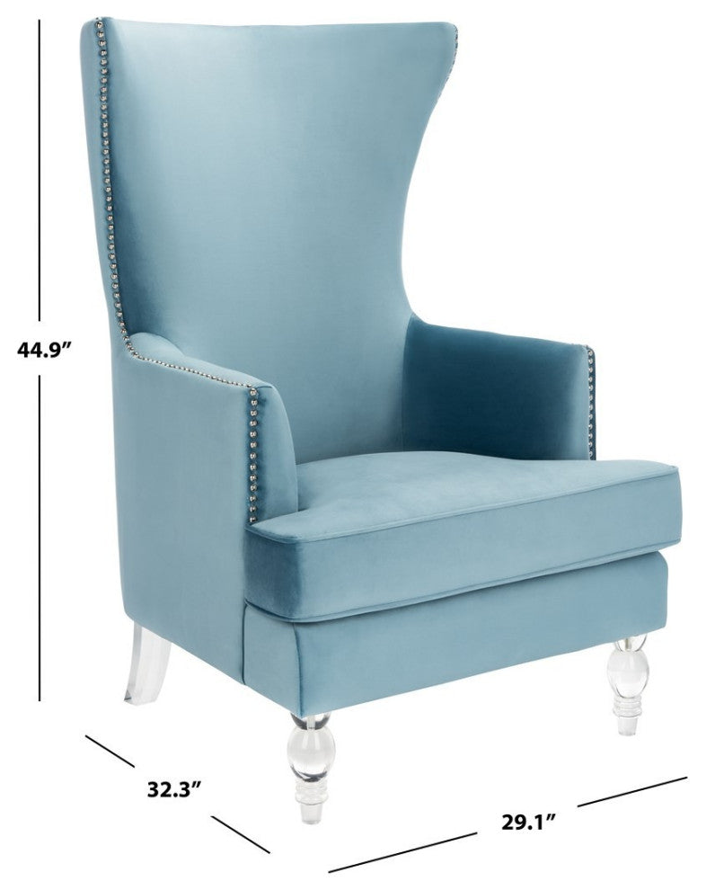 Safavieh Couture Geode Modern Wingback Chair, Light Blue