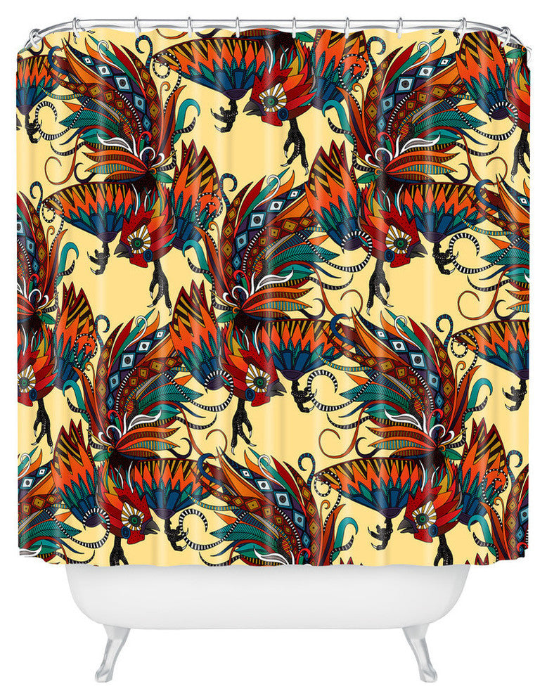 Sharon Turner Rooster Ink Shower Curtain, 72"x69"