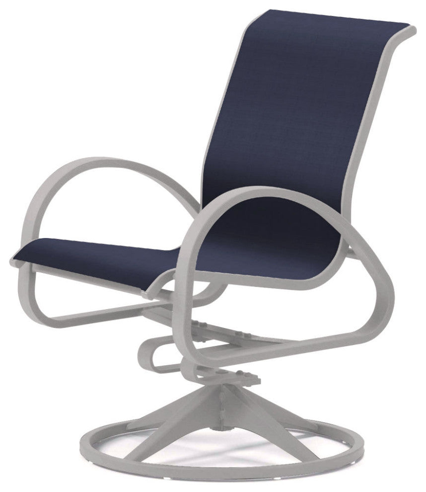 Aruba II Sling Swivel Rocker, Textured White, Navy