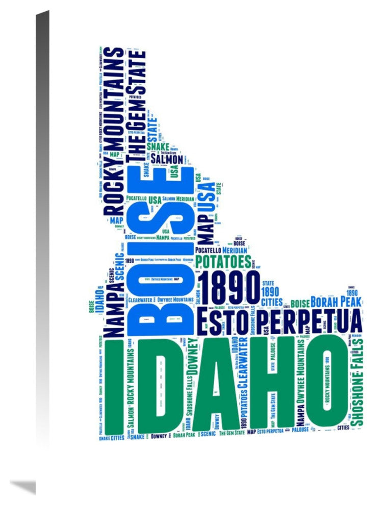 "Idaho Word Cloud Map" Fine Art Print