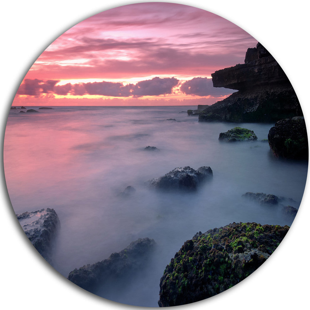 Emerge From Water Samarra Beach, Seascape Round Metal Wall Art, 23"