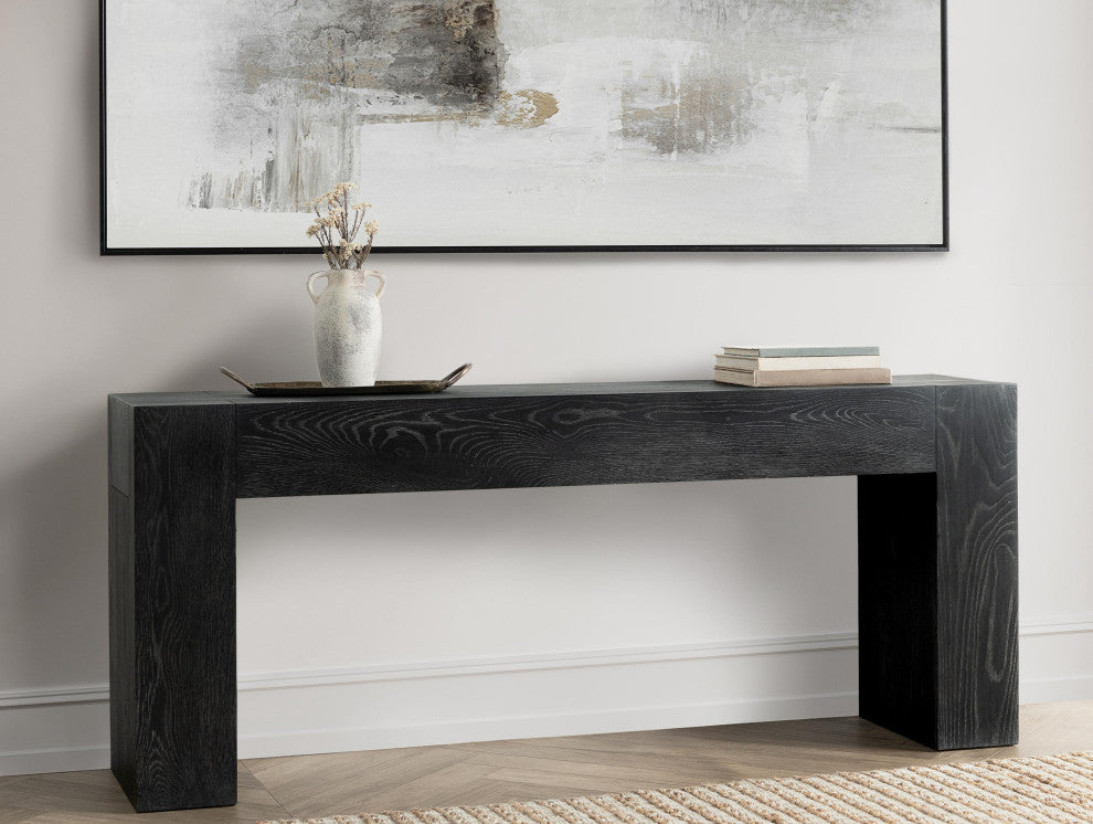 Bristol Cracked Oak 72" Console Table by Kosas Home, Meadow Black