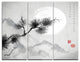 "Pine Tree Branch" Japanese Glossy Metal Wall Art, 3 Panels, 36"x28"