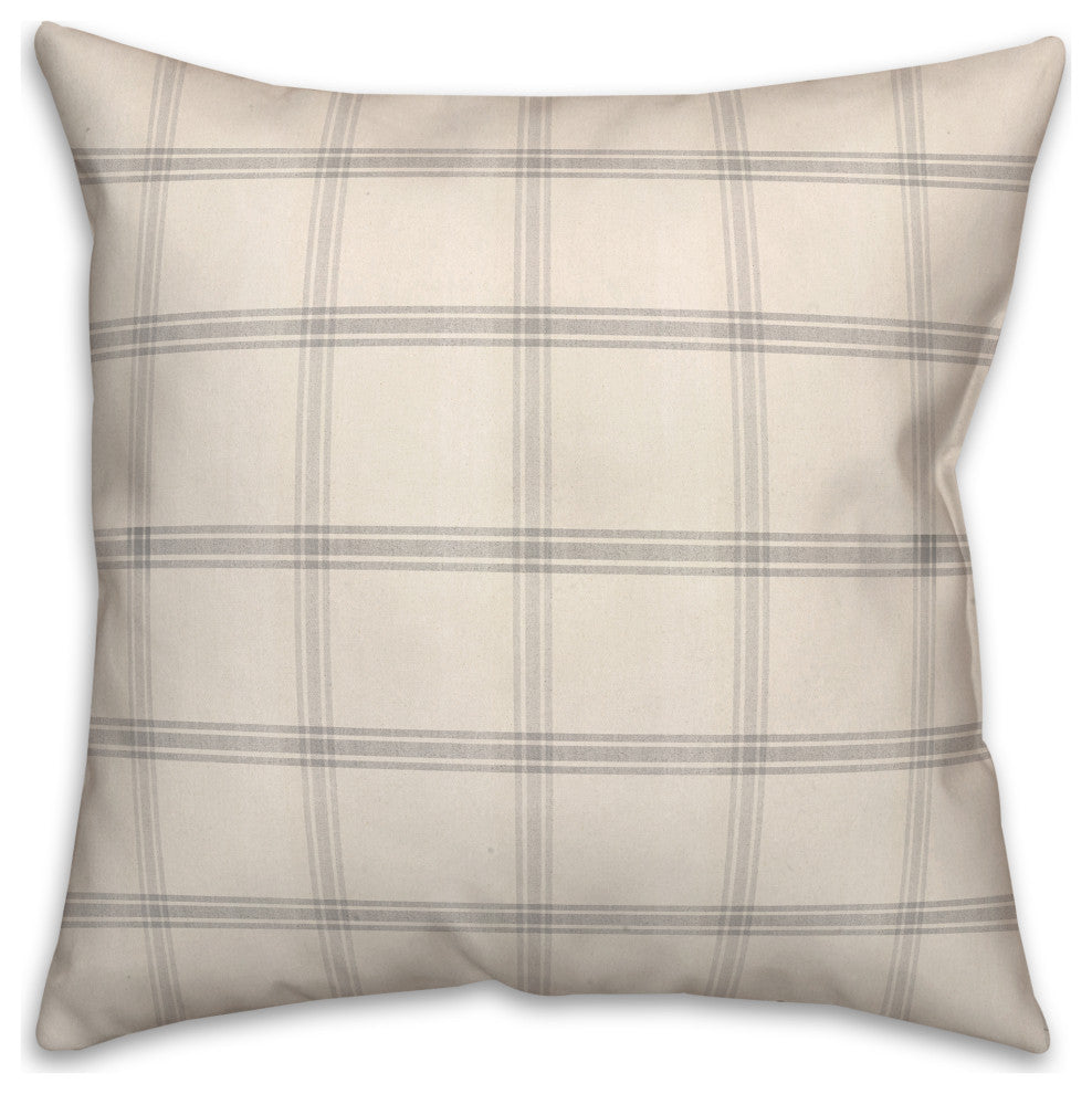 Gray Plaid Linen 18x18 Spun Poly Pillow