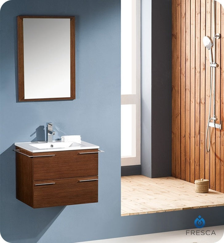 Fresca Cielo 24" Wenge Brown Modern Bathroom Vanity With Mirror
