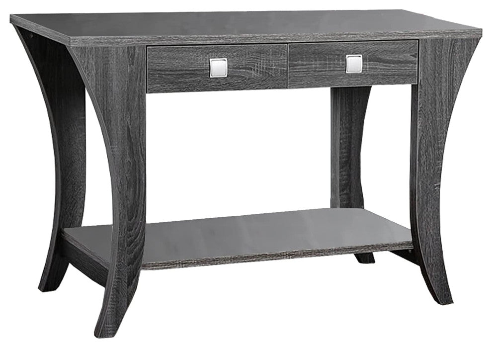 Benzara BM183124 Wooden Sofa Table with Swooping Curled Legs, Gray