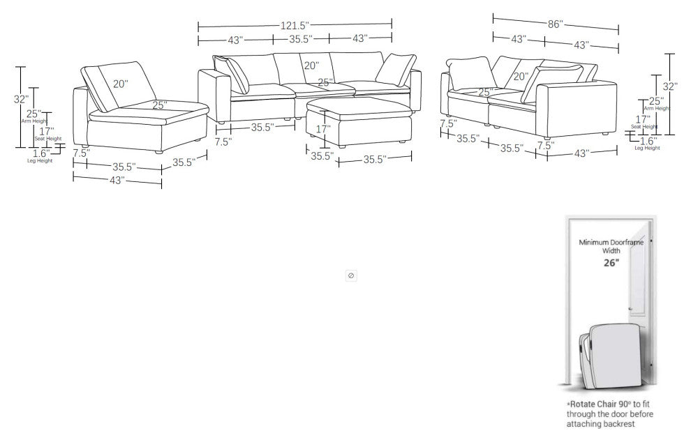 Dante  Modular Sofa,Loveseat and Chair in Top Grain Italian Leather