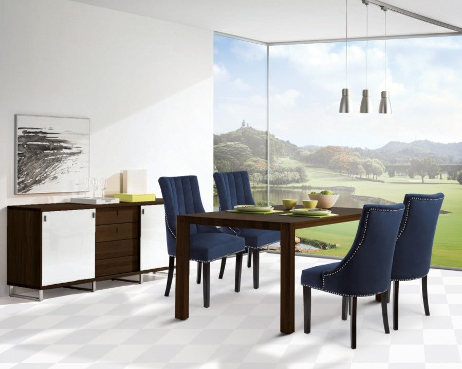 Oxford Velvet Upholstered Dining Chair (Set of 2), Navy