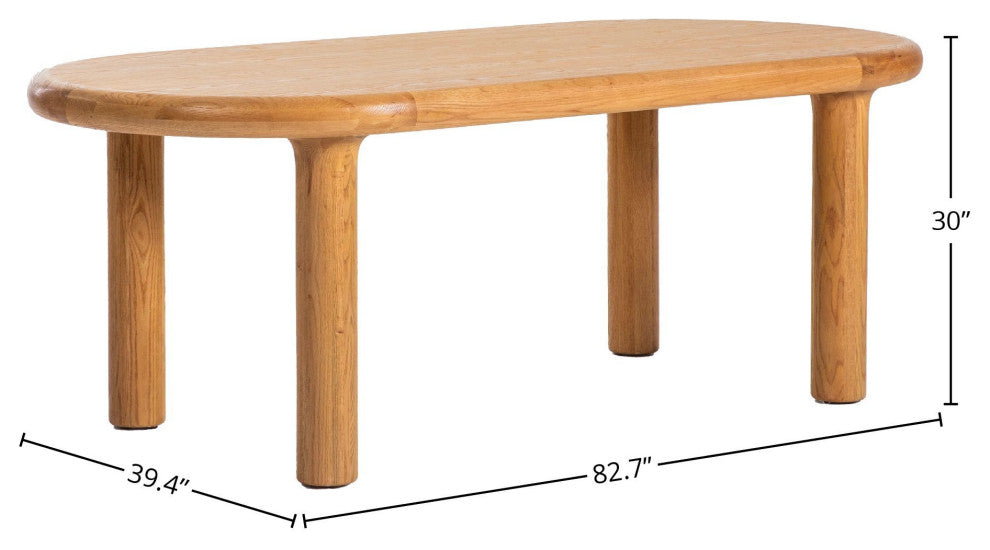 Destiny 83" Oval Solid Oak Dining Table, Brown