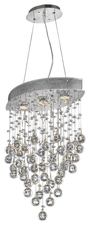 Elegant Galaxy Dining Room Light, Chrome Finish With Royal Cut Crystal