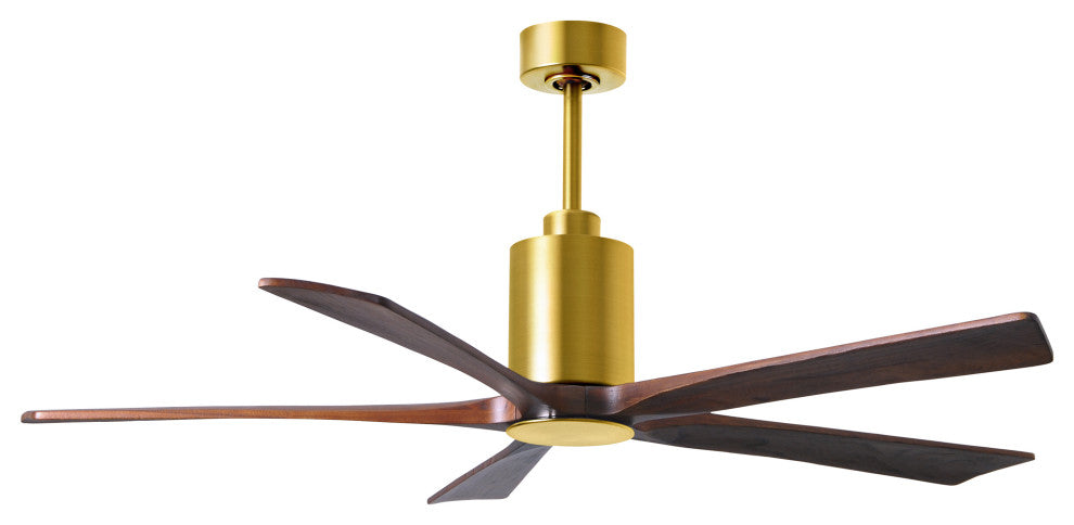 Patricia-5 5-Blade Ceiling Fan, LED Light Kit, Brushed Brass/Walnut Tone, 60