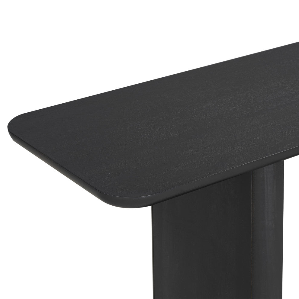 GDF Studio Wood Console Table With Curved Corners, U-Base, Black