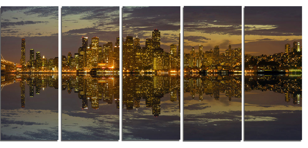 "San Francisco at Sunset" Panorama Cityscape Canvas Print60"x28", 5-Panels