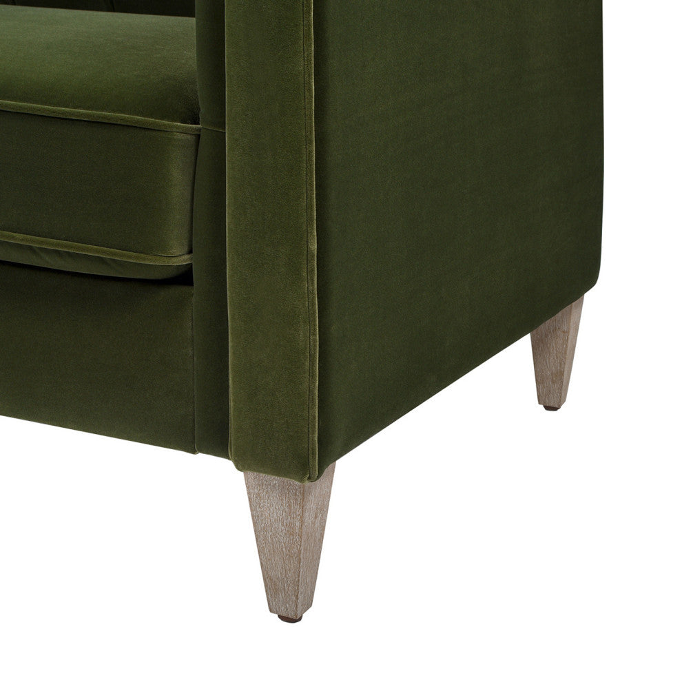 James 74" Modern Tufted Tuxedo Sofa, Olive Green Performance Velvet