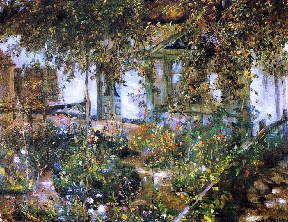 Lovis Corinth Farmyard in Bloom Premium Canvas Print