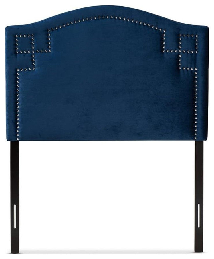 Aubrey Royal Blue Velvet Fabric Upholstered Twin Size Headboard
