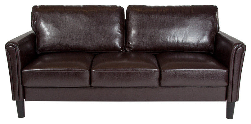 Bari Upholstered Sofa, Brown Leather