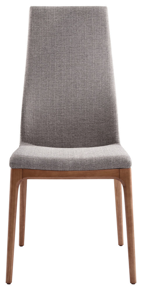 Parker Mid-Century Dining Chair, Walnut Finish and Gray Fabric, Set of 2