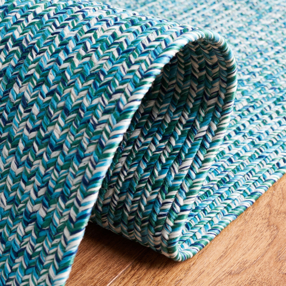 Safavieh Braided BRA201 Rug Machine-Washable, Teal/Green, 2'3"x18'