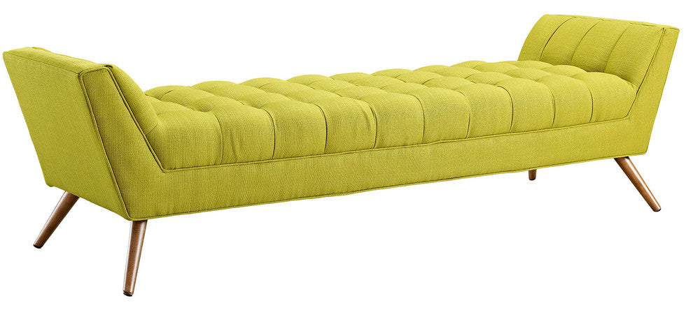 Modern Contemporary Fabric Bench , Green, Fabric