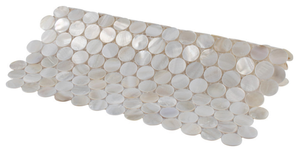 Conchella Mini Penny White Natural Shell Wall Tile
