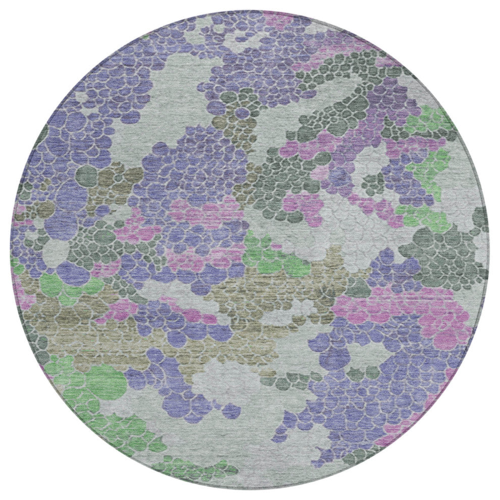Machine Washable Indoor/Outdoor Chantille ACN1906 Purple 8' x 8' Round Rug
