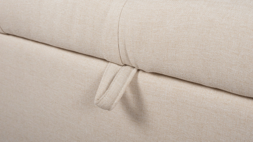 Jacqueline 58" Tufted Storage Bench, Sky Neutral Beige Polyester