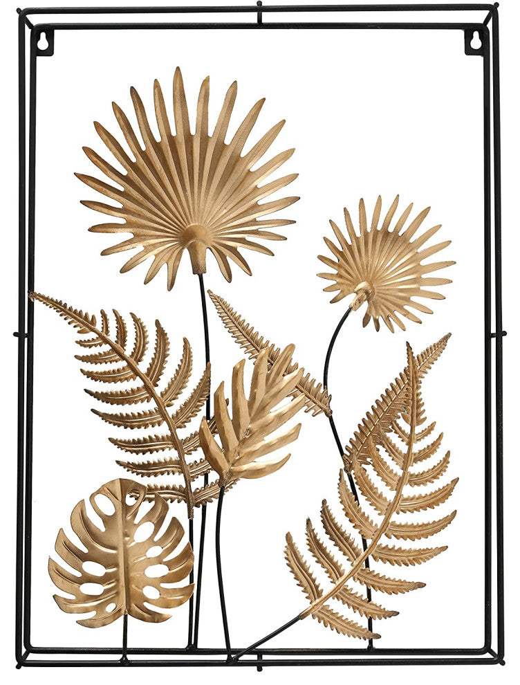 Abstract Ferns Golden Gilt Wall Sculpture, 17"
