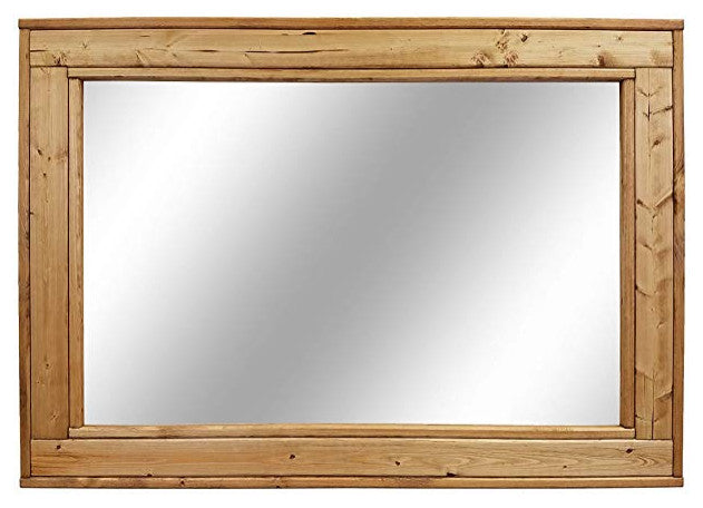 Herringbone Stained Vanity Mirror, Golden Oak, 30"x24", Horizontal