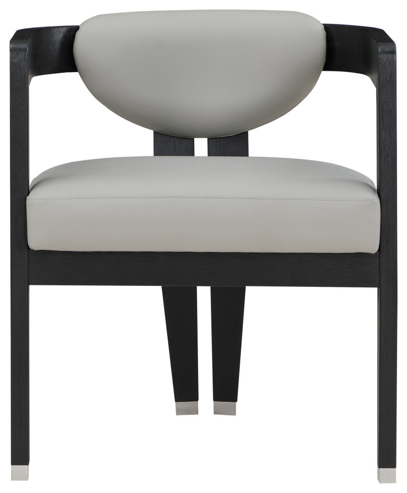 Carlyle Faux Leather Upholstered Dining Chair, Grey, Black Finish