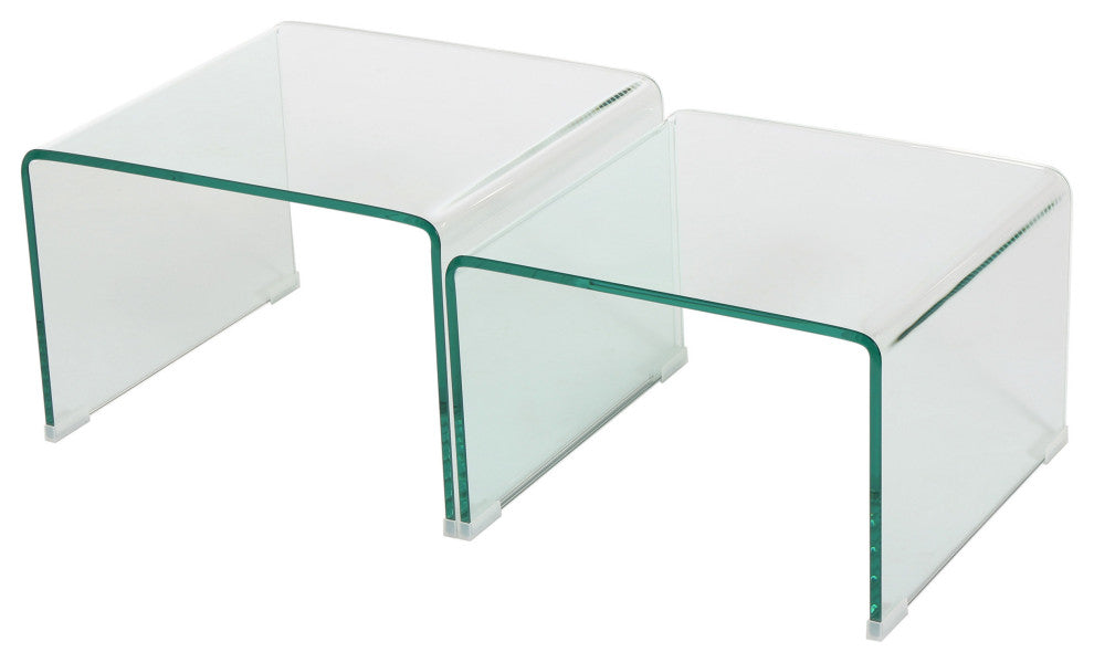 GDF Studio Angel 12Mm Tempered Glass Nesting Tables