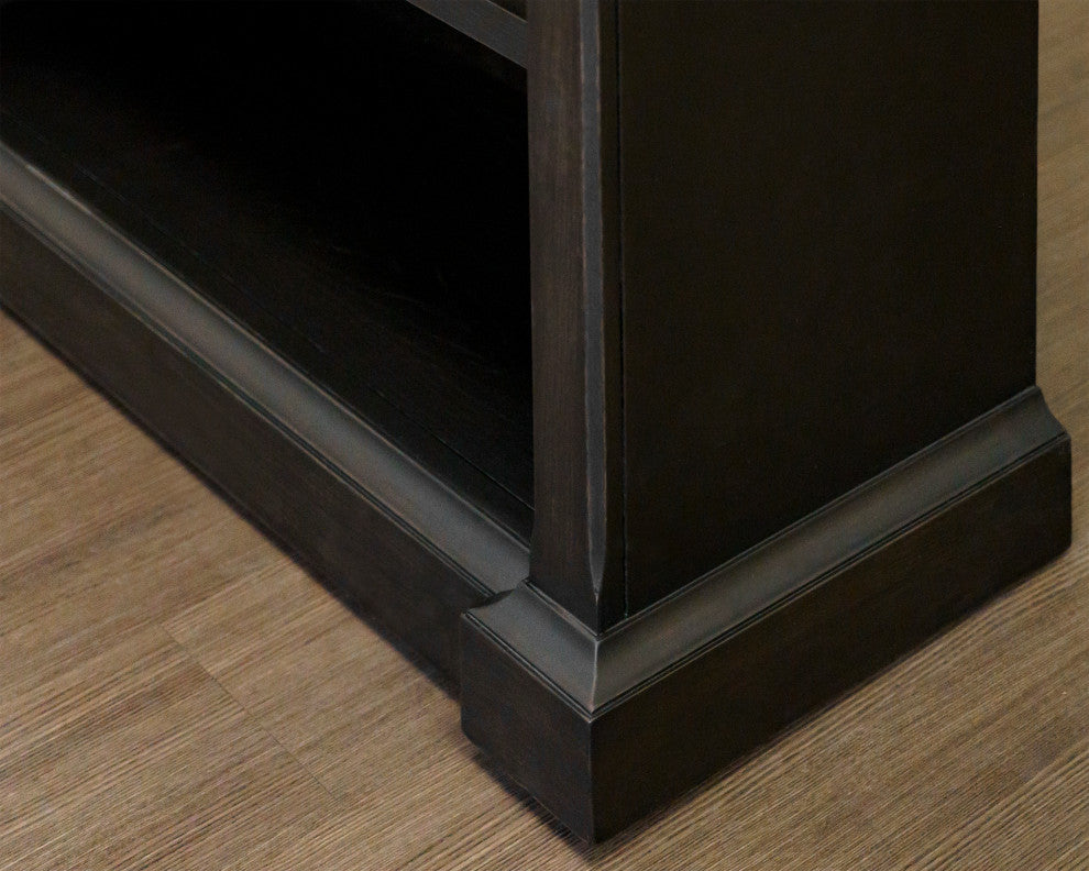 Traditional Wood Open Bookcase Office Shelving Fully Assembled Dark Brown