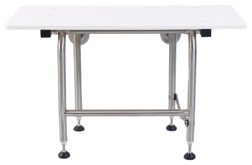 Rectangular Folding Shower Seat, White HDP, 30", Legs