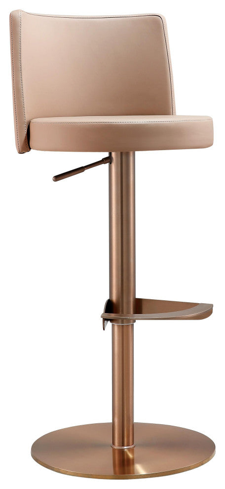 Loosha Cafe Au Lait and Rose Gold Adjustable Stool